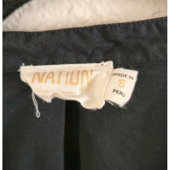 Nation LTD 2024 Filippa Blouse Black Pima Cotton Poplin Rolled Cuffs Size Small - Picture 4 of 8